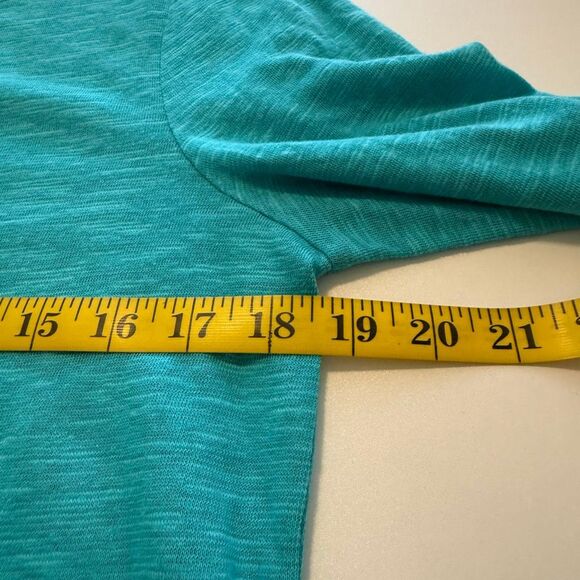 NEW Soft Surroundings Erin Tunic Top Teal Blue Linen Blend Ruffle Sleeve Top SzM - Picture 6 of 15